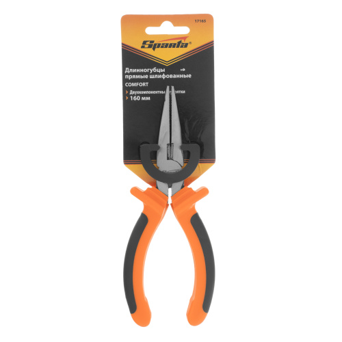 Длинногубцы прямые Comfort, 160 мм ,шлифованные, двухкомпонентные рукоятки Sparta по ценам производителя в Уфе с доставкой по всей России