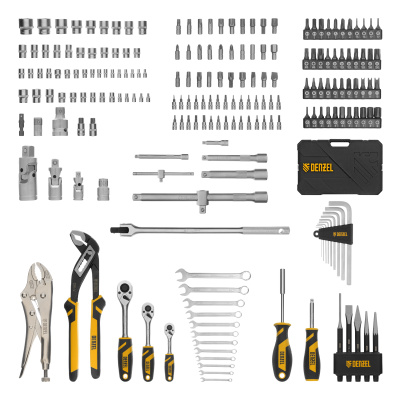 Набор инструментов, 1/2", 3/8", 1/4", CrV, S2, пластиковый кейс, 232 предмета Denzel по ценам производителя в Уфе с доставкой по всей России