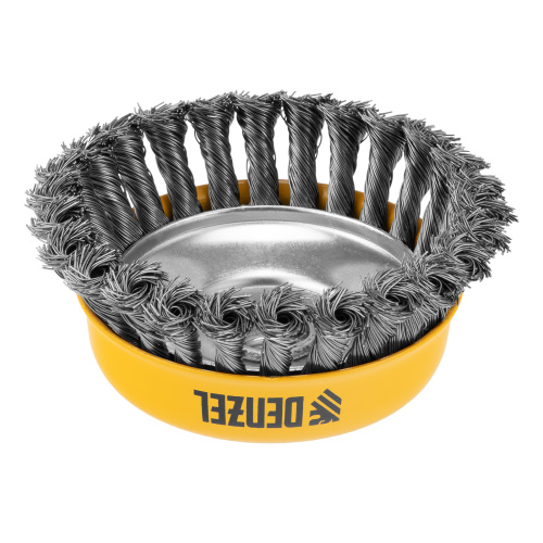 Щетка для УШМ, 125 мм, "Чашка", крученая нержавеющая проволока 0.5 мм, М14 Denzel по ценам производителя в Уфе с доставкой по всей России