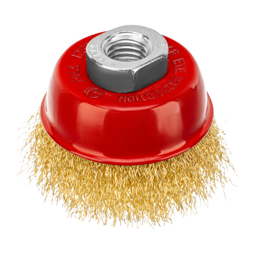 Щетка для УШМ, 65 мм, М14, "чашка", латунированная витая проволока Matrix по ценам производителя в Уфе с доставкой по всей России