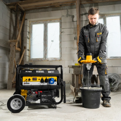 Генератор бензиновый PS 70 EA, 7.0 кВт, 230 В, 25 л, коннектор автоматики, электростартер Denzel по ценам производителя в Уфе с доставкой по всей России