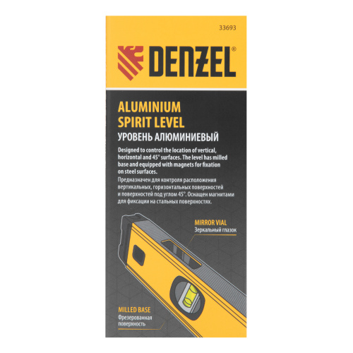 Уровень алюминиевый, магнит, фрезерованный, 3 глазка (1 зеркал.) 0,5 мм/м, 1000 мм Denzel по ценам производителя в Уфе с доставкой по всей России