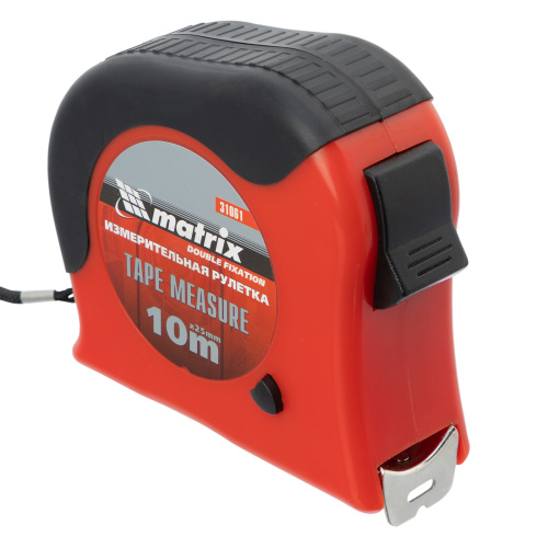 Рулетка Double fixation,10 м х 25 мм,обрезиненный корпус,двойная плавная фиксация Matrix по ценам производителя в Уфе с доставкой по всей России
