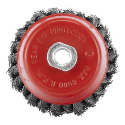 Щетка для УШМ, 100 мм, М14, "чашка", двухрядная, крученая проволока 0.35 мм Matrix по ценам производителя в Уфе с доставкой по всей России