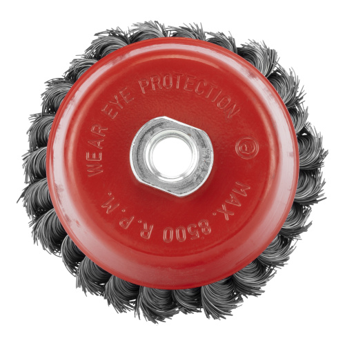 Щетка для УШМ, 100 мм, М14, "чашка", двухрядная, крученая проволока 0.35 мм Matrix по ценам производителя в Уфе с доставкой по всей России