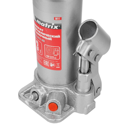 Домкрат гидравлический бутылочный, 3 т, высота подъема 194-372 мм Matrix по ценам производителя в Уфе с доставкой по всей России