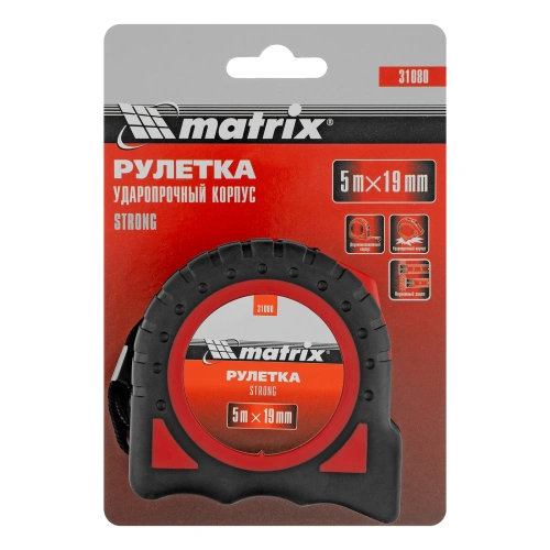 Рулетка Strong,5 м х 19 мм,обрезиненный корпус Matrix по ценам производителя в Уфе с доставкой по всей России