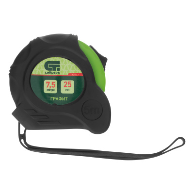 Рулетка Графит,обрезиненный корпус,амортизатор,7,5 м х 25 мм Сибртех по ценам производителя в Уфе с доставкой по всей России