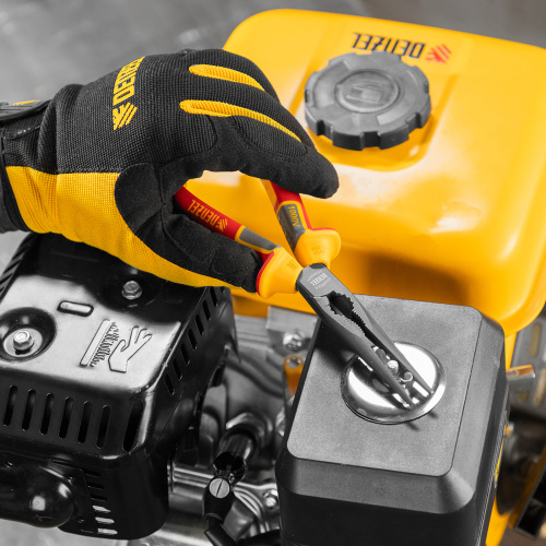 Длинногубцы прямые, диэлектрические рукоятки до 1000 В, трехкомпонентные рукоятки, 205мм Denzel по ценам производителя в Уфе с доставкой по всей России