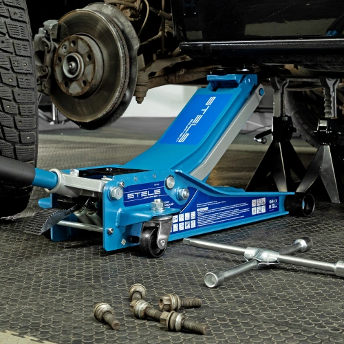Домкрат гидравлический подкатной 3 т, быстрый подъем, Low profile quick lift, 75-505 мм, профессиональный STELS по ценам производителя в Уфе с доставкой по всей России
