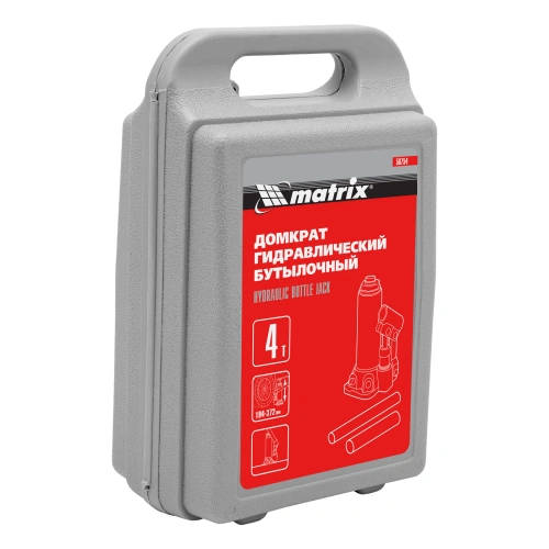 Домкрат гидравлический бутылочный, 4 т, высота подъема 194-372 мм, в пластиковый кейсе Matrix по ценам производителя в Уфе с доставкой по всей России