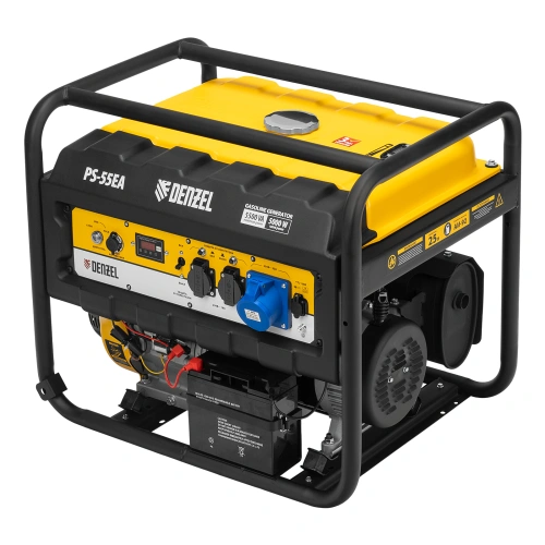 Генератор бензиновый PS 55 EA, 5.5 кВт, 230 В, 25 л, коннектор автоматики, электростартер Denzel по ценам производителя в Уфе с доставкой по всей России