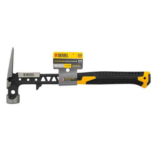 Молоток строительный 450 г, цельнокованый,боек с магнитом, двухкомп. обрезин. рук-ка Denzel по ценам производителя в Уфе с доставкой по всей России