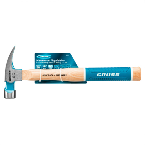 Молоток-гвоздодер, 280 г, угол 75, магнит, обрезиненная рукоятка American hickory GROSS по ценам производителя в Уфе с доставкой по всей России