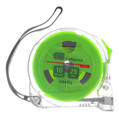 Рулетка Кварц,прозрачный корпус,амортизатор,10 м х 25 мм Сибртех по ценам производителя в Уфе с доставкой по всей России