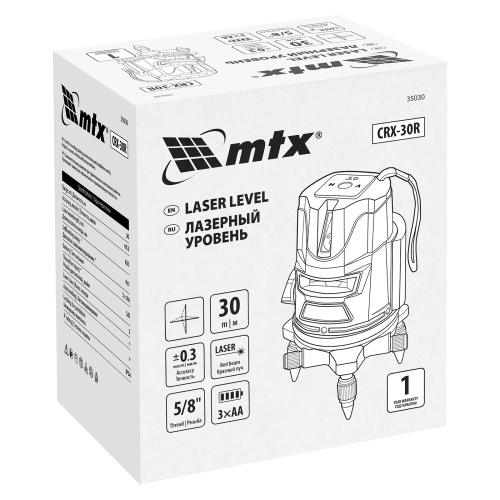 Лазерный уровень CRX-30R, 30 м, красный луч, батарейки, резьба 5/8" MTX по ценам производителя в Уфе с доставкой по всей России