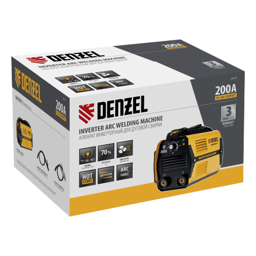 Аппарат инверторный дуговой сварки DS-200 Compact, 200 А, ПВ 70%, диаметр электрода 1.6-5 мм Denzel по ценам производителя в Уфе с доставкой по всей России