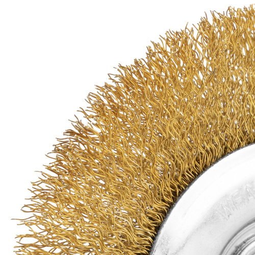 Щетка для УШМ, 125 мм, М14, плоская, латунированная витая проволока Matrix по ценам производителя в Уфе с доставкой по всей России