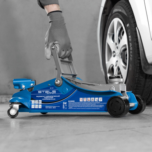 Домкрат гидравлический подкатной, поворотная рукоятка, 2 т, Low Profile, 100-350 мм Stels по ценам производителя в Уфе с доставкой по всей России