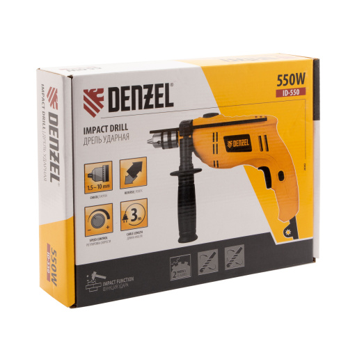 Дрель ударная ID-550, 550 Вт, 0-2900 об/мин, 46400 уд/мин Denzel по ценам производителя в Уфе с доставкой по всей России