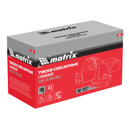 Тиски слесарные, 100 мм, поворотные, с наковальней Matrix по ценам производителя в Уфе с доставкой по всей России