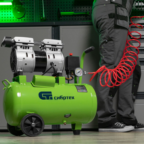 Компрессор безмаслянный малошумный МБ 1100/24,1100 Вт, 24 л, 170 л/мин Сибртех по ценам производителя в Уфе с доставкой по всей России