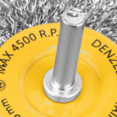 Щетка для дрели, 75 мм, Плоская, со шпилькой, нержавеющая витая проволока Denzel по ценам производителя в Уфе с доставкой по всей России