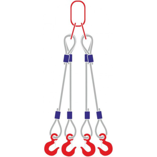 Строп канатный 4СК, с 4 крюками 2Т x 1,3М по ценам производителя в Уфе с доставкой по всей России