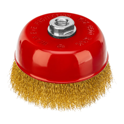 Щетка для УШМ, 125 мм, М14, "чашка", латунированная витая проволока Matrix по ценам производителя в Уфе с доставкой по всей России