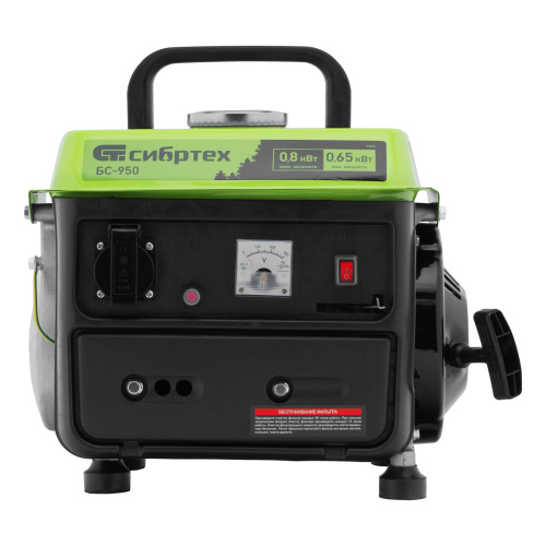 Генератор бензиновый БС-950, 0.8 кВт, 230 В, 2-х тактный, 4 л, ручной стартер Сибртех по ценам производителя в Уфе с доставкой по всей России