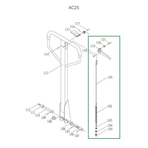 Тяга цепная в сборе для ручки гидравлических тележек JC20 по ценам производителя в Уфе с доставкой по всей России