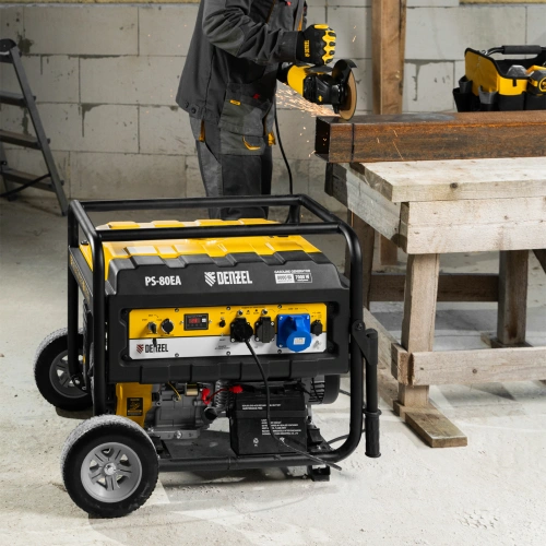 Генератор бензиновый PS 80 EA, 8.0 кВт, 230 В, 25 л, коннектор автоматики, электростартер Denzel по ценам производителя в Уфе с доставкой по всей России