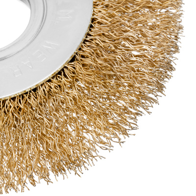 Щетка для УШМ, 100 мм, посадка 22.2 мм, плоская, латунированная витая проволока Matrix по ценам производителя в Уфе с доставкой по всей России