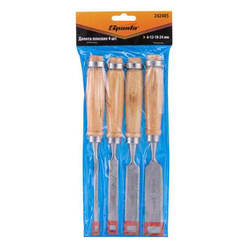 Набор долот-стамесок, 6-12-18-24 мм, плоских, деревянные рукоятки Sparta по ценам производителя в Уфе с доставкой по всей России