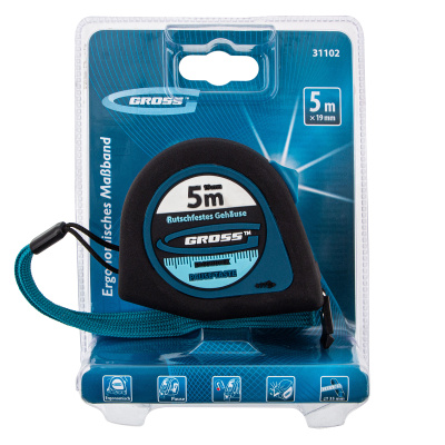 Рулетка "Ergonomisch",5 м x 19 мм,магнитный обрезиненный зацеп Gross по ценам производителя в Уфе с доставкой по всей России