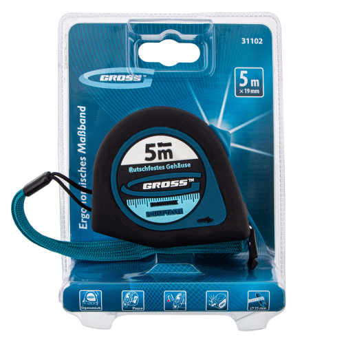 Рулетка "Ergonomisch",5 м x 19 мм,магнитный обрезиненный зацеп Gross по ценам производителя в Уфе с доставкой по всей России