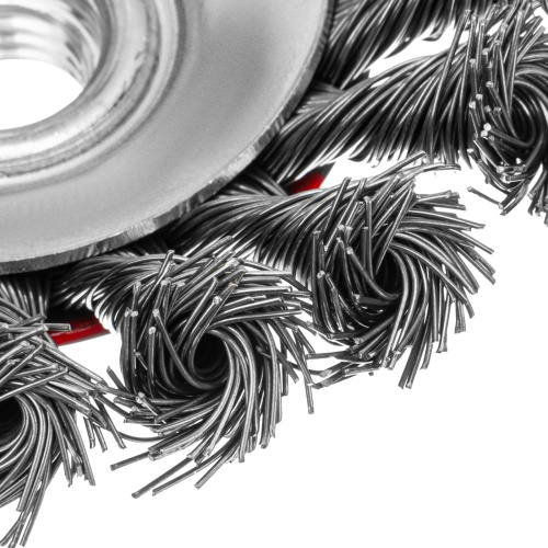 Щетка для УШМ, 100 мм, М14, "тарелка", крученая проволока 0.5 мм Matrix по ценам производителя в Уфе с доставкой по всей России