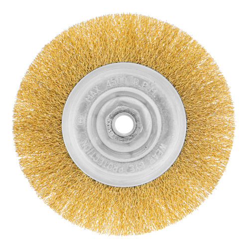 Щетка для УШМ, 150 мм, М14, плоская, латунированная витая проволока Matrix по ценам производителя в Уфе с доставкой по всей России