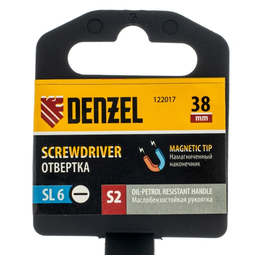 Отвертка, SL6x38 мм, S2, 3к рукоятка Denzel по ценам производителя в Уфе с доставкой по всей России