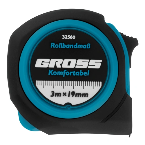 Рулетка Komfortabel 3 м х 19 мм,обрезиненный корпус Gross по ценам производителя в Уфе с доставкой по всей России