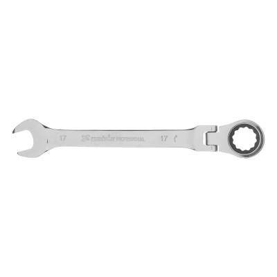 Ключ комбинированный трещоточный, 17 мм, CrV, шарнирный, зеркальный хром Matrix Professional по ценам производителя в Уфе с доставкой по всей России