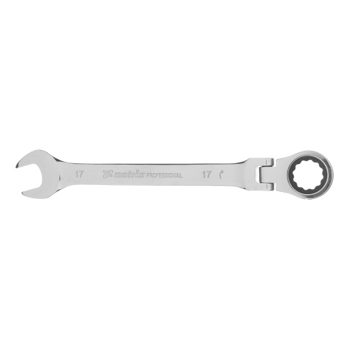 Ключ комбинированный трещоточный, 17 мм, CrV, шарнирный, зеркальный хром Matrix Professional по ценам производителя в Уфе с доставкой по всей России