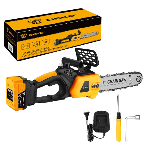 Пила цепная аккумуляторная бесщеточная DEKO DKCHS 20, 12", 20В, 1x4.2Ач, з/у по ценам производителя в Уфе с доставкой по всей России