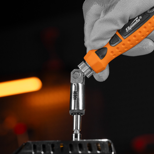 Отвертка реверсивная с шарниром, биты, торцевые головки, 18 шт, Sparta по ценам производителя в Уфе с доставкой по всей России