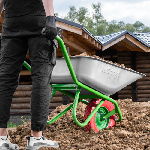 Тачка садово-строительная с PU колесом, грузоподъемность 180 кг, объем 90 л Сибртех по ценам производителя в Уфе с доставкой по всей России