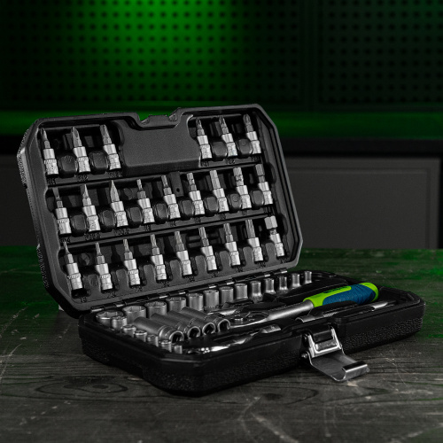 Набор инструментов, 1/4", пластиковый кейс 56 предметов Сибртех по ценам производителя в Уфе с доставкой по всей России
