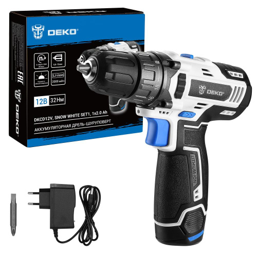 Аккумуляторная дрель-шуруповерт DEKO DKCD12V SNOW WHITE SET1, 1х2.0 Ач по ценам производителя в Уфе с доставкой по всей России