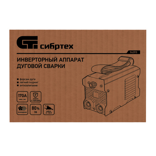 Инверторный аппарат дуговой сварки ИДС-170K, 170 А, ПВ 80%, диаметр электрода 1,6-3,2 мм Сибртех по ценам производителя в Уфе с доставкой по всей России