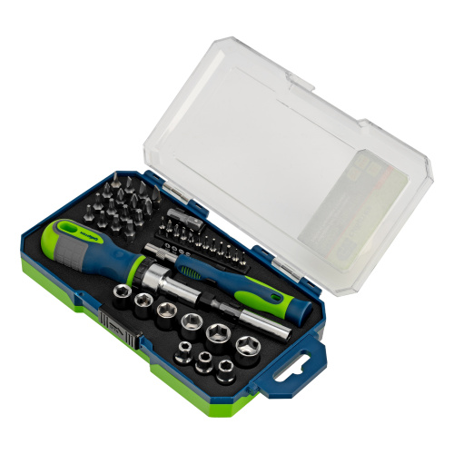 Отвертки реверсивные с набором бит и торцевыми головками, 41 шт, CrV Сибртех по ценам производителя в Уфе с доставкой по всей России