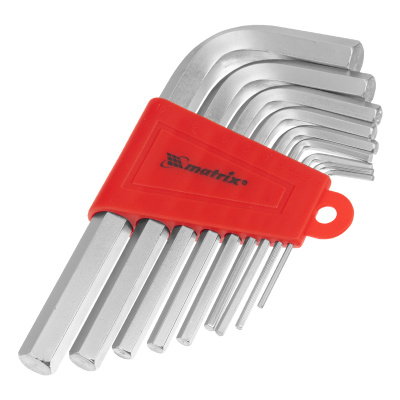 Набор ключей имбусовых HEX, 1.5-10 мм, CrV, 9 шт, коротких, с сатиновым покрытием Matrix по ценам производителя в Уфе с доставкой по всей России